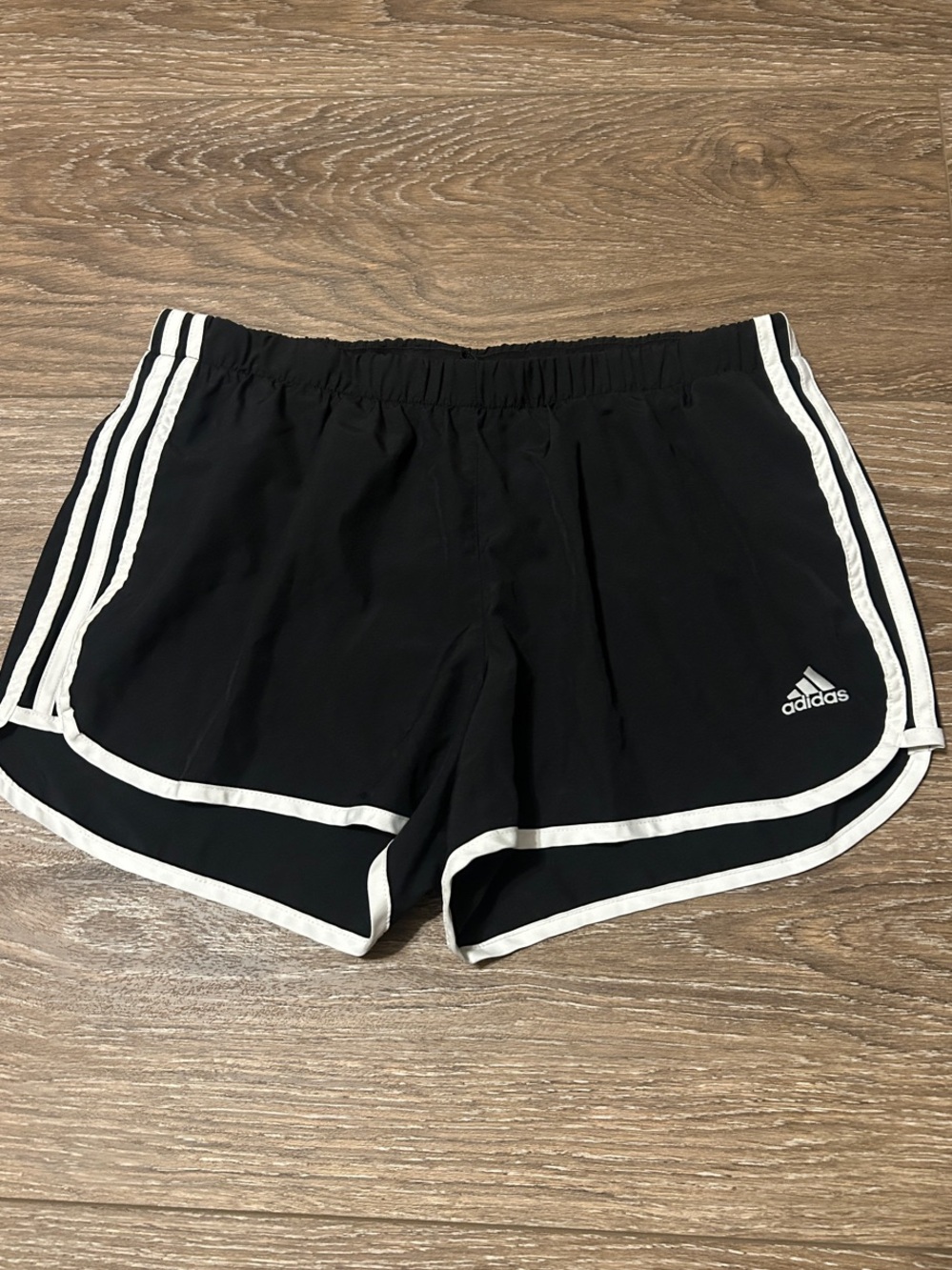 adidas Black Athletic Shorts with White Stripes And Trim